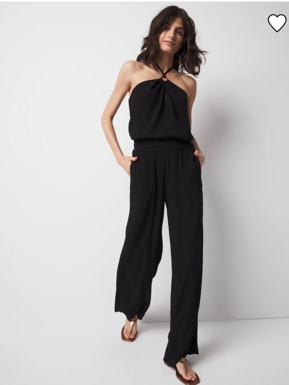 White House Black Market Halter O-Ring Cover Up Jumpsuit S Black SEE MEASUREMENT